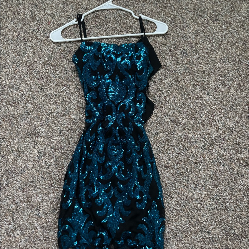 B Darlin Blue Ruched Sheath Mini Dress